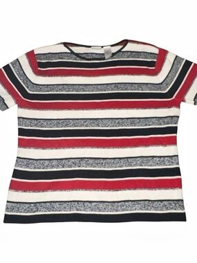 Emma James Vintage Striped Short Sleeve Knit Sweater Top - Size Medium